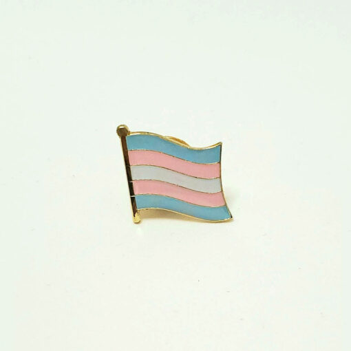 A metal and epoxy transgender flag pin.